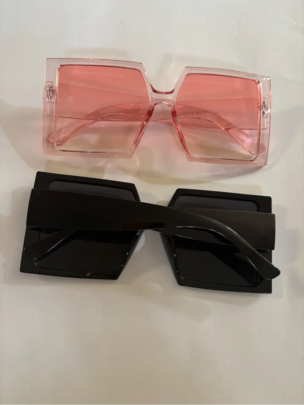Bold Oversized Square Sunglasses in Black and Pink